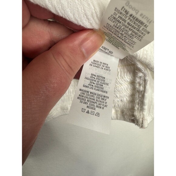 Aerie XL Tie Front Cropped Tank Top White Smocked Sleeveless V-Neck NWT - Picture 8 of 11